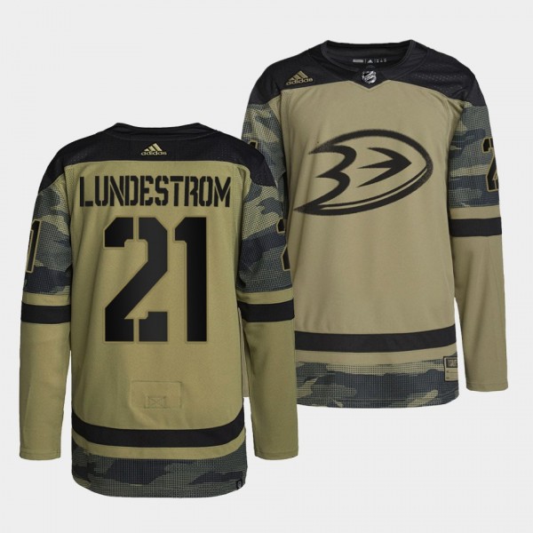 Anaheim Ducks 21 Isac Lundestrom Authentic Practice Camo Jersey Military Appreciation
