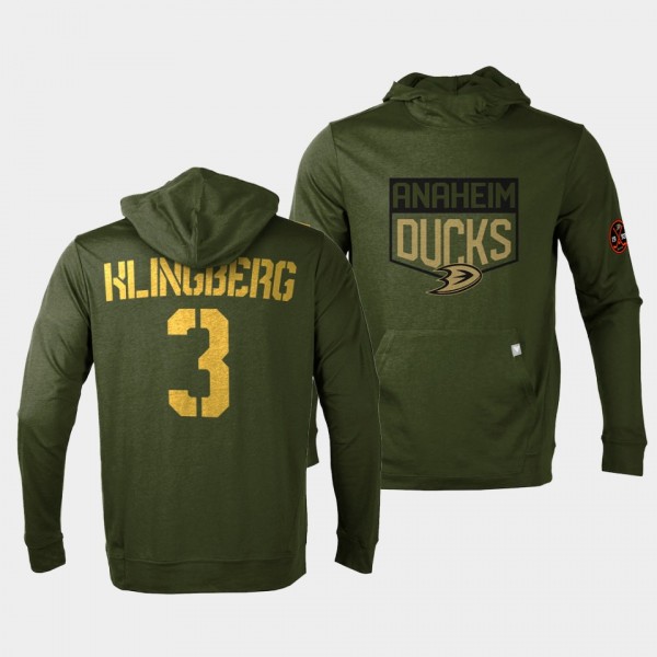 John Klingberg Anaheim Ducks 2022 Salute to Service Olive Levelwear Hoodie