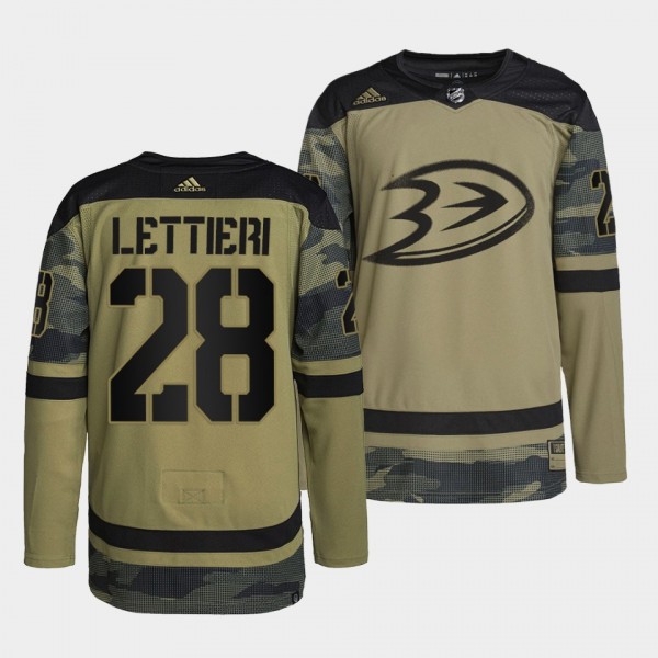 Anaheim Ducks 28 Vinni Lettieri Authentic Practice Camo Jersey Military Appreciation