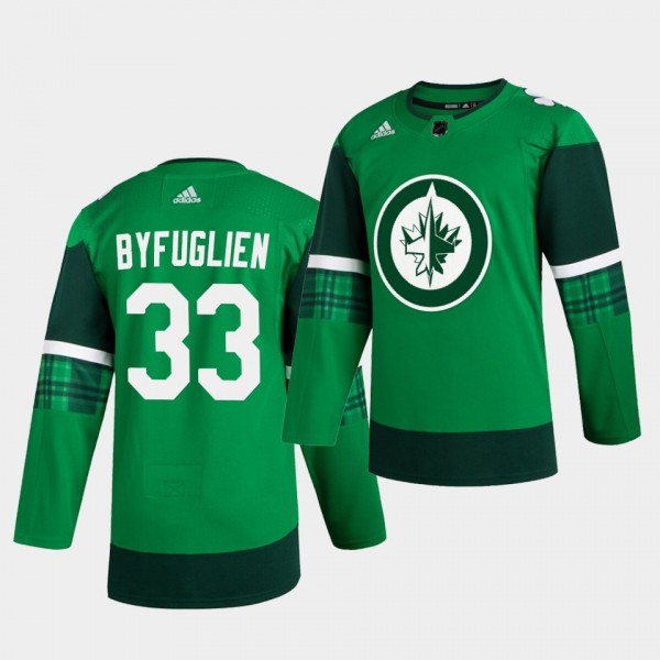 Dustin Byfuglien Jets 2020 St. Patrick's Day Green...