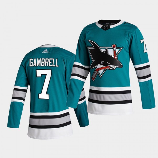 Dylan Gambrell #7 Sharks 2020-21 30th Anniversary Heritage Authentic Teal Jersey