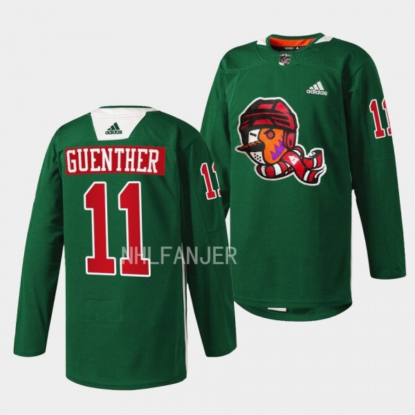 Arizona Coyotes 2022 Howliday Dylan Guenther #11 Green Jersey Warmup