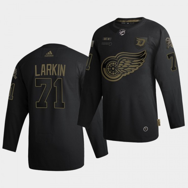 dylan larkin #71 Red Wings 2020 Salute To Service Authentic Black Jersey