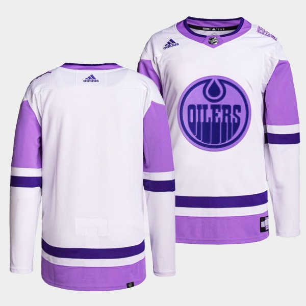 Edmonton Oilers HockeyFightsCancer Primegreen Authentic Jersey White Purple