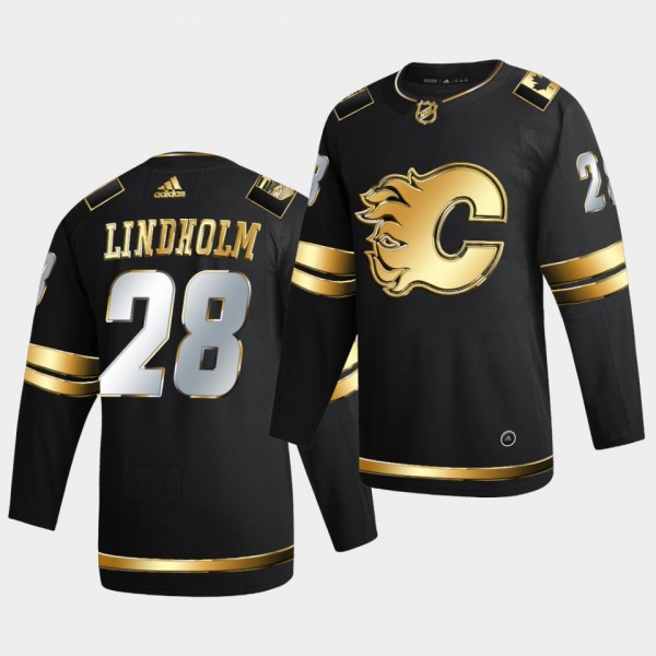 Calgary Flames Elias Lindholm 2020-21 Golden Edition Limited Authentic Black Jersey