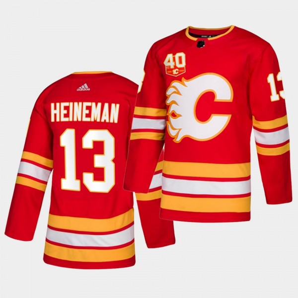 Emil Heineman #13 Flames 2021 Authentic 40th Season Red Jersey