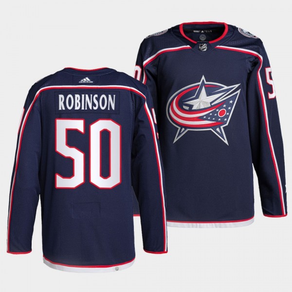 Eric Robinson #50 Blue Jackets Home Navy Jersey 2021-22 Pro Authentic
