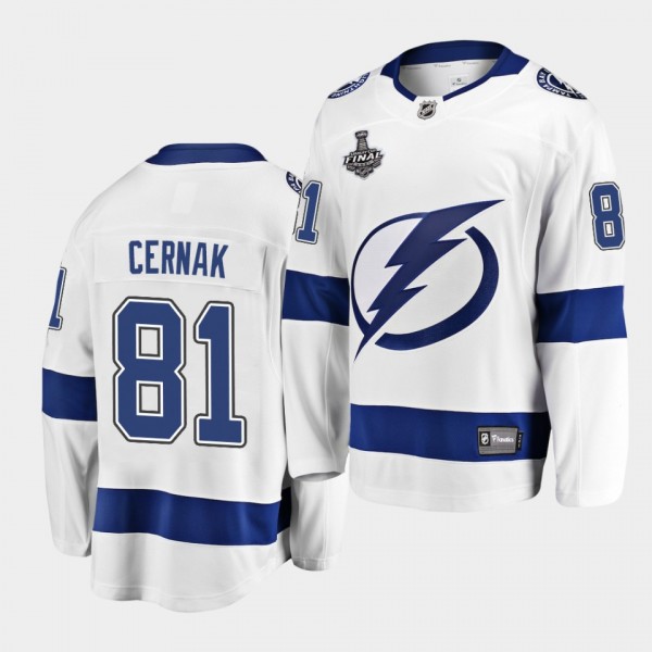 Erik Cernak #81 Lightning 2021 Stanley Cup Final Away White Jersey