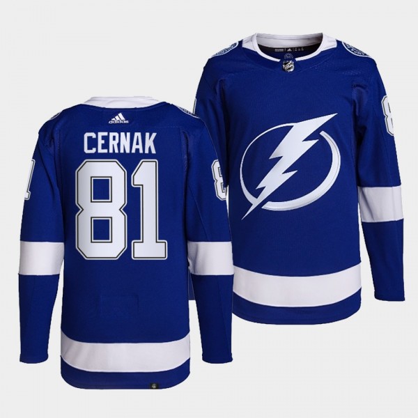 Erik Cernak #81 Lightning Home Blue Jersey 2021-22...