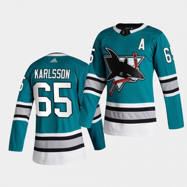 Erik Karlsson #65 Sharks 2020-21 30th Anniversary Heritage Authentic Teal Jersey