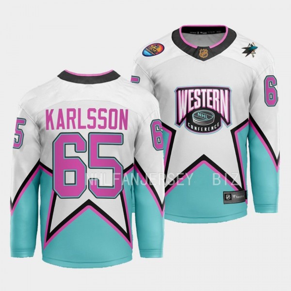 2023 NHL All-Star Erik Karlsson Jersey San Jose Sharks White #65 Western Conference Men'