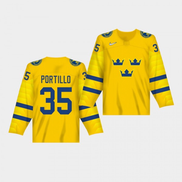 Erik Portillo 2020 IIHF World Junior Championship #35 Yellow Jersey