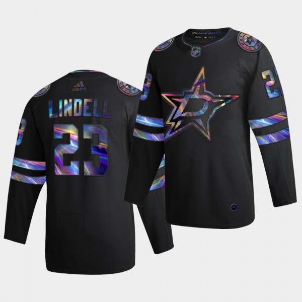 Dallas Stars Esa Lindell 2020-21 Iridescent Holographic Collection Authentic Black Jersey