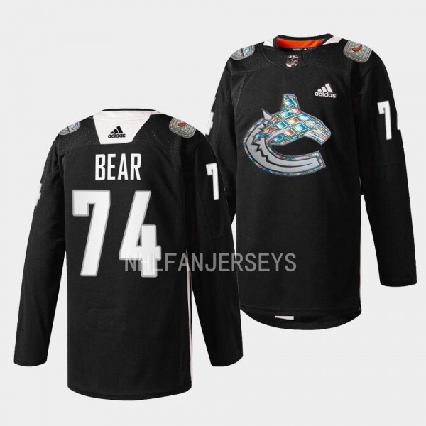 Black History Month Ethan Bear Vancouver Canucks Black #74 Ethiopian-Canadian heritage Jersey 2023