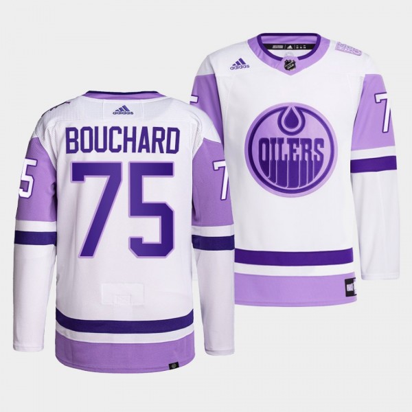 Edmonton Oilers Evan Bouchard 2021 HockeyFightsCancer Jersey #75 White Primegreen