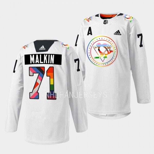 Pittsburgh Penguins 2022 Pride warmup Evgeni Malki...