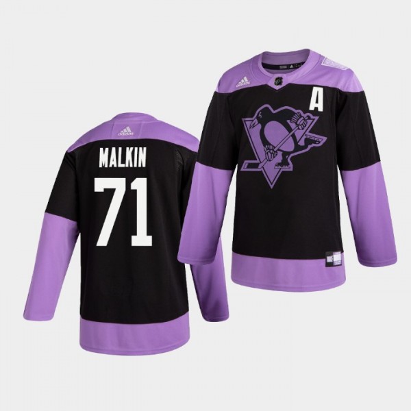 Evgeni Malkin Penguins #71 Practice Hockey Fights Cancer Jersey