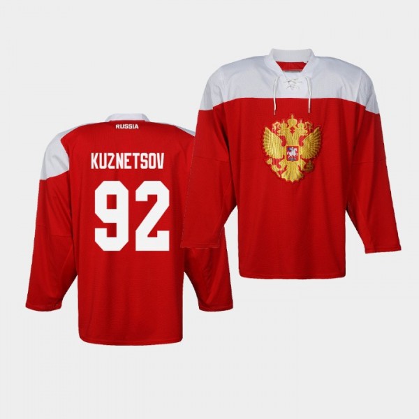 Evgeny Kuznetsov Russia #92 IIHF World Championship Jersey Red