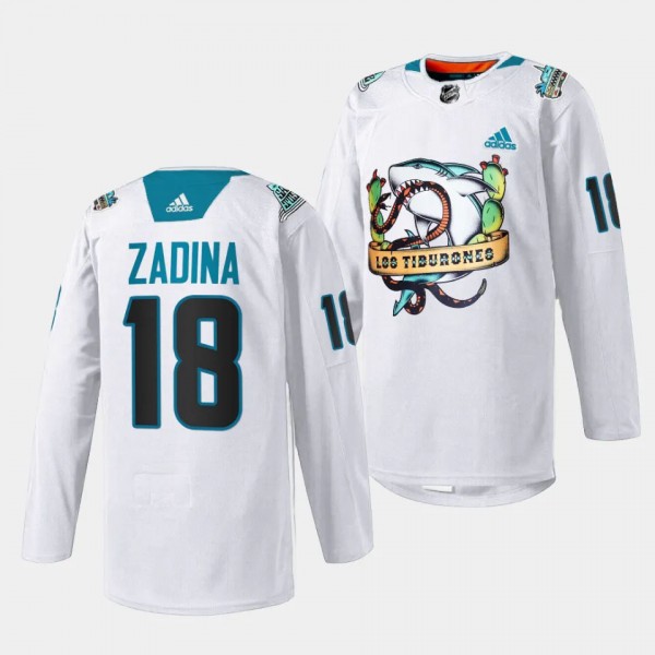 2023 Los Tiburones Filip Zadina San Jose Sharks Wh...