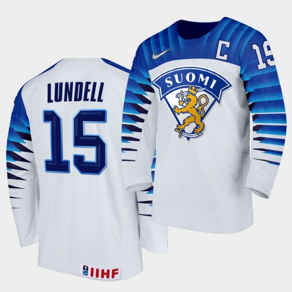 Anton Lundell Finland Team 2021 IIHF World Junior Championship Jersey Home White