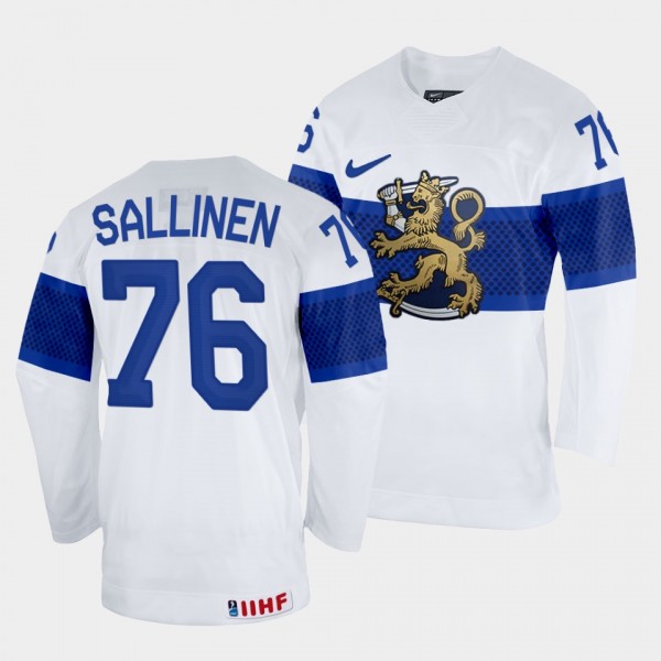 Jere Sallinen 2022 IIHF World Championship Finland Hockey #76 White Jersey Home