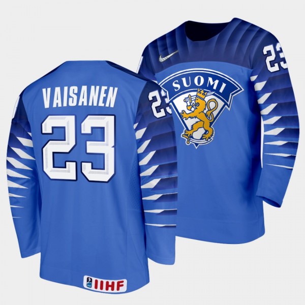 Kalle Vaisanen Finland Hockey 2022 IIHF World Junior Championship Away Jersey Blue