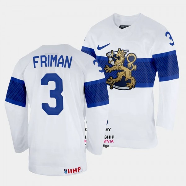 Niklas Friman 2023 IIHF World Championship Finland #3 White Home Jersey Men