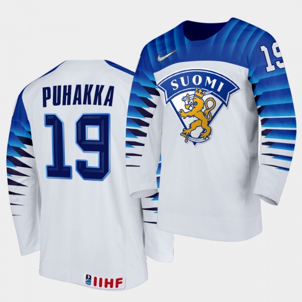Petteri Puhakka Finland Team 2021 IIHF World Junior Championship Jersey Home White
