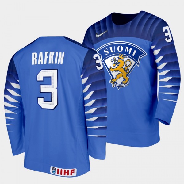Ruben Rafkin Finland Hockey 2022 IIHF World Junior Championship Away Jersey Blue