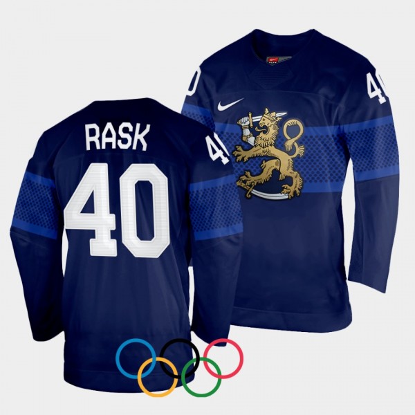 Tuukka Rask Finland Hockey 2022 Beijing Olympics Away Jersey Navy