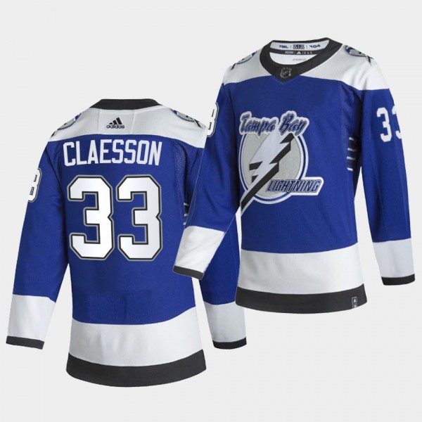 Tampa Bay Lightning 2021 Reverse Retro Fredrik Claesson Blue Special Edition Jersey