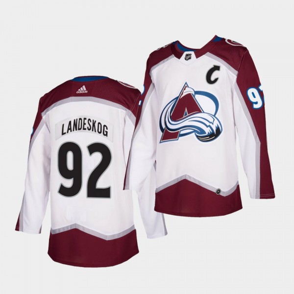 Gabriel Landeskog #92 Avalanche 2021 Authentic Away White Jersey