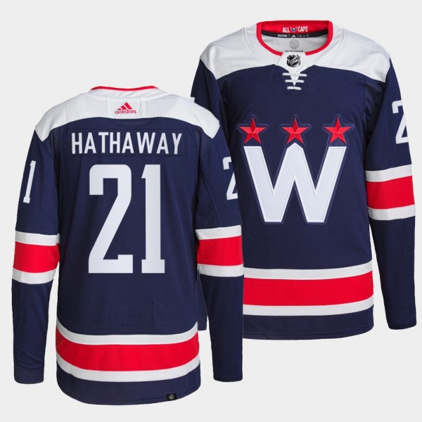 Capitals Alternate Garnet Hathaway #21 Navy Jersey...