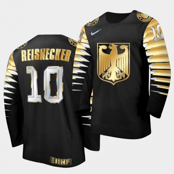Filip Reisnecker Germany 2021 IIHF World Junior Championship Jersey Black Golden Limited Edition