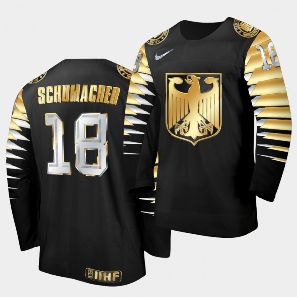 Jan-Luca Schumacher Germany 2021 IIHF World Junior Championship Jersey Black Golden Limited Edition