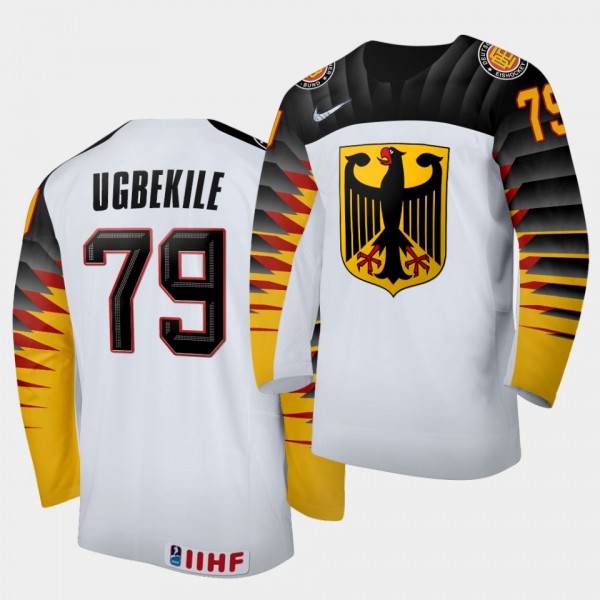 Germany Team Colin Ugbekile 2021 IIHF World Championship #79 Home White Jersey