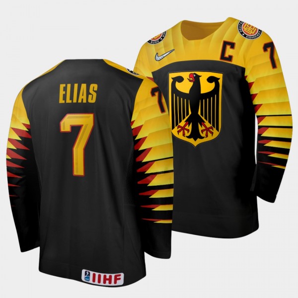 Florian Elias Germany Hockey 2022 IIHF World Junior Championship Away Jersey Black