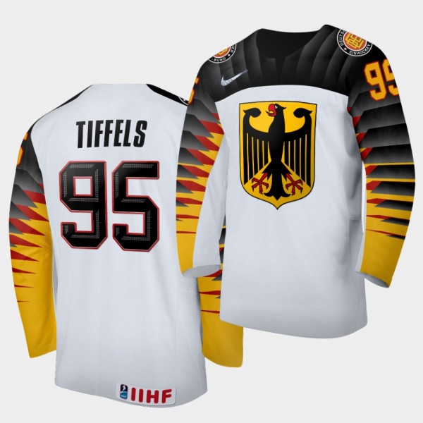 Germany Team Frederik Tiffels 2021 IIHF World Championship #95 Home White Jersey