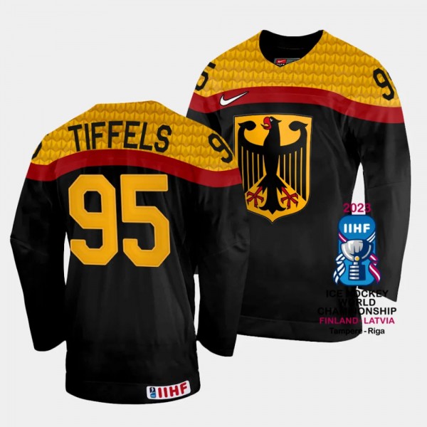 Frederik Tiffels 2023 IIHF World Championship Germany #95 Black Away Jersey Men