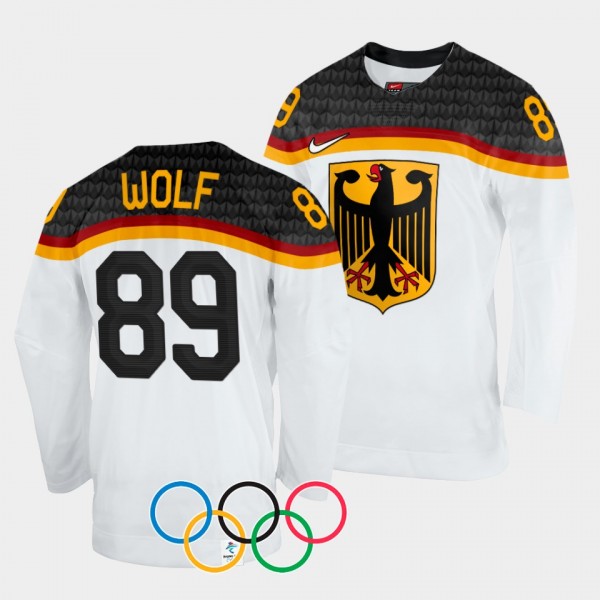 Germany Hockey #89 David Wolf 2022 Winter Olympics White Jersey Home