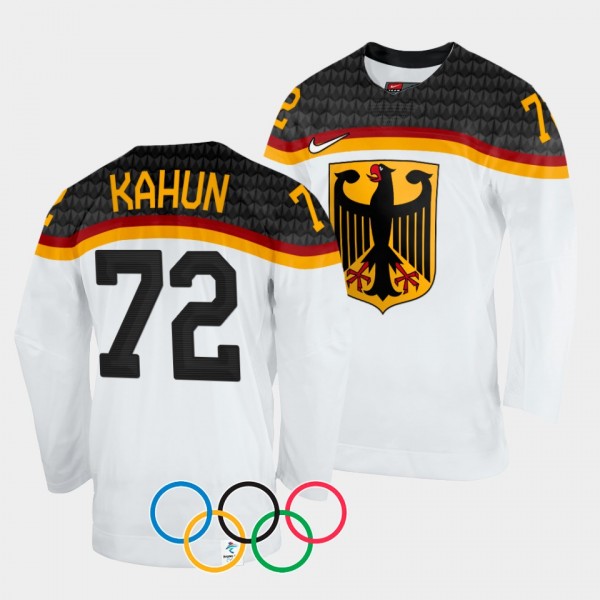 Germany Hockey #72 Dominik Kahun 2022 Winter Olympics White Jersey Home