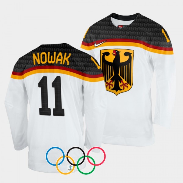 Germany Hockey #11 Marco Nowak 2022 Winter Olympics White Jersey Home