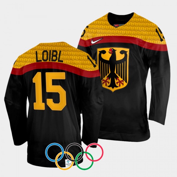 Stefan Loibl Germany Hockey 2022 Winter Olympics Away Jersey Black