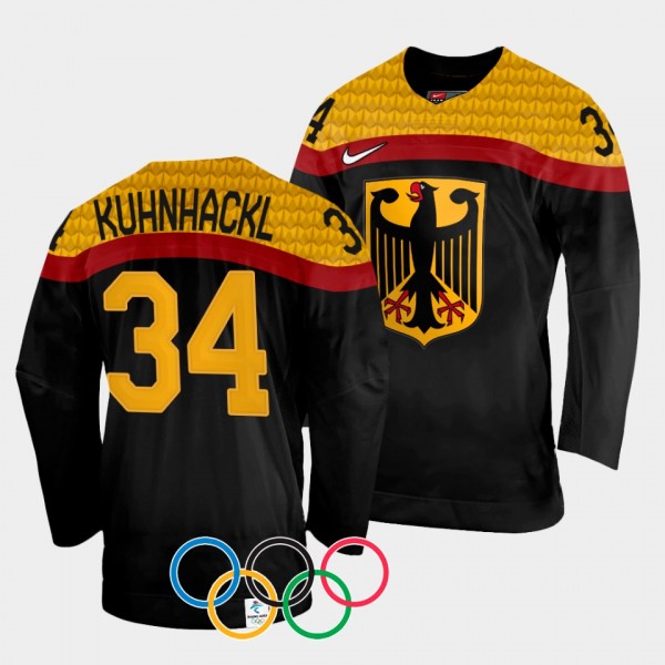 Tom Kuhnhackl Germany Hockey 2022 Winter Olympics Away Jersey Black