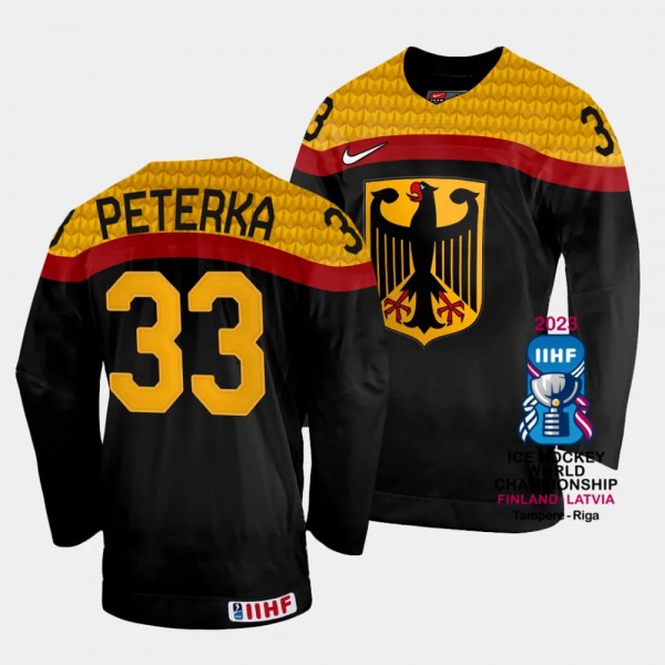 JJ Peterka 2023 IIHF World Championship Germany #33 Black Away Jersey Men