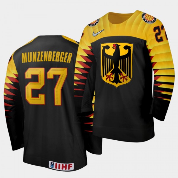 Luca Munzenberger Germany 2021 IIHF World Junior Championship Jersey Away Black
