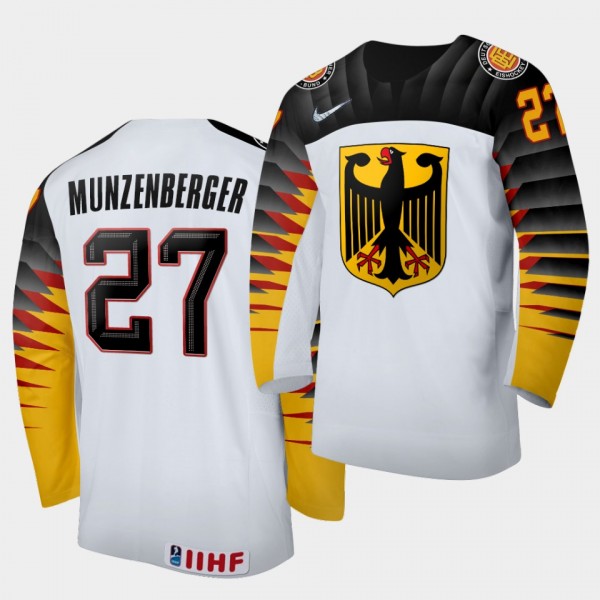 Luca Münzenberger Germany Team 2021 IIHF World Junior Championship Jersey Home White
