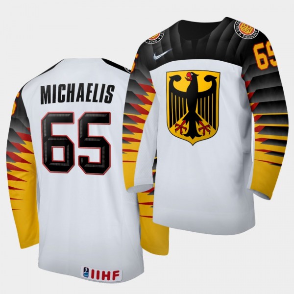 Marc Michaelis Germany 2020 IIHF World Ice Hockey #65 Home White Jersey