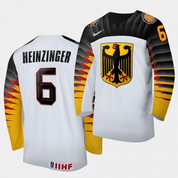 Niklas Heinzinger Germany 2020 IIHF World Junior Ice Hockey #6 Home White Jersey