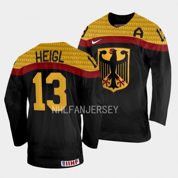 Nikolaus Heigl Germany 2023 IIHF World Junior Championship Away Jersey Black